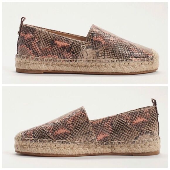 SAM EDELMAN Khloe Reptile Print Leather Espadrille Slip-On Loafer Skimmer Shoe - Picture 2 of 13